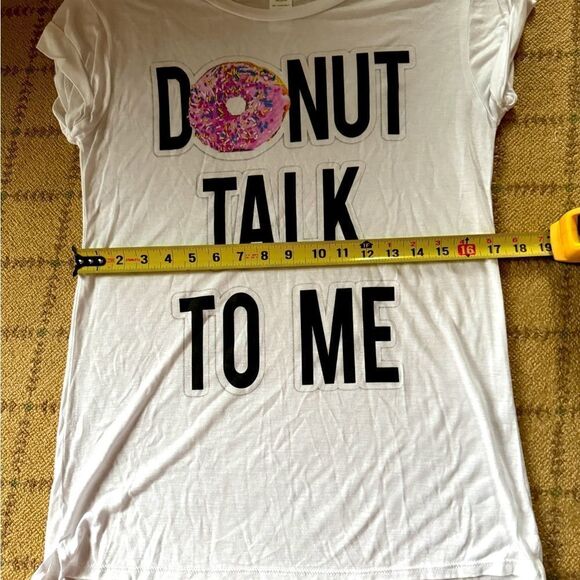 Madison & Berkeley white cap sleeve t-shirt with Donut Talk To Me text NWOT XS - Picture 7 of 9